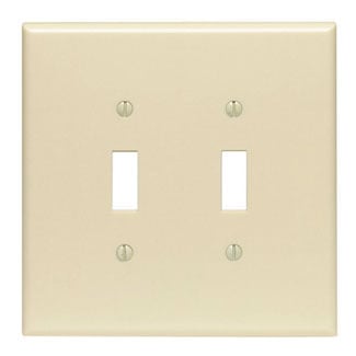 2-Gang Toggle Device Switch Wallplate, Oversized, Thermoset, Device Mount, Ivory