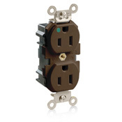 15 Amp, 125 Volt, Wide Body Duplex Receptacle, Straight Blade, Hospital Grade, Self Grounding, Brown