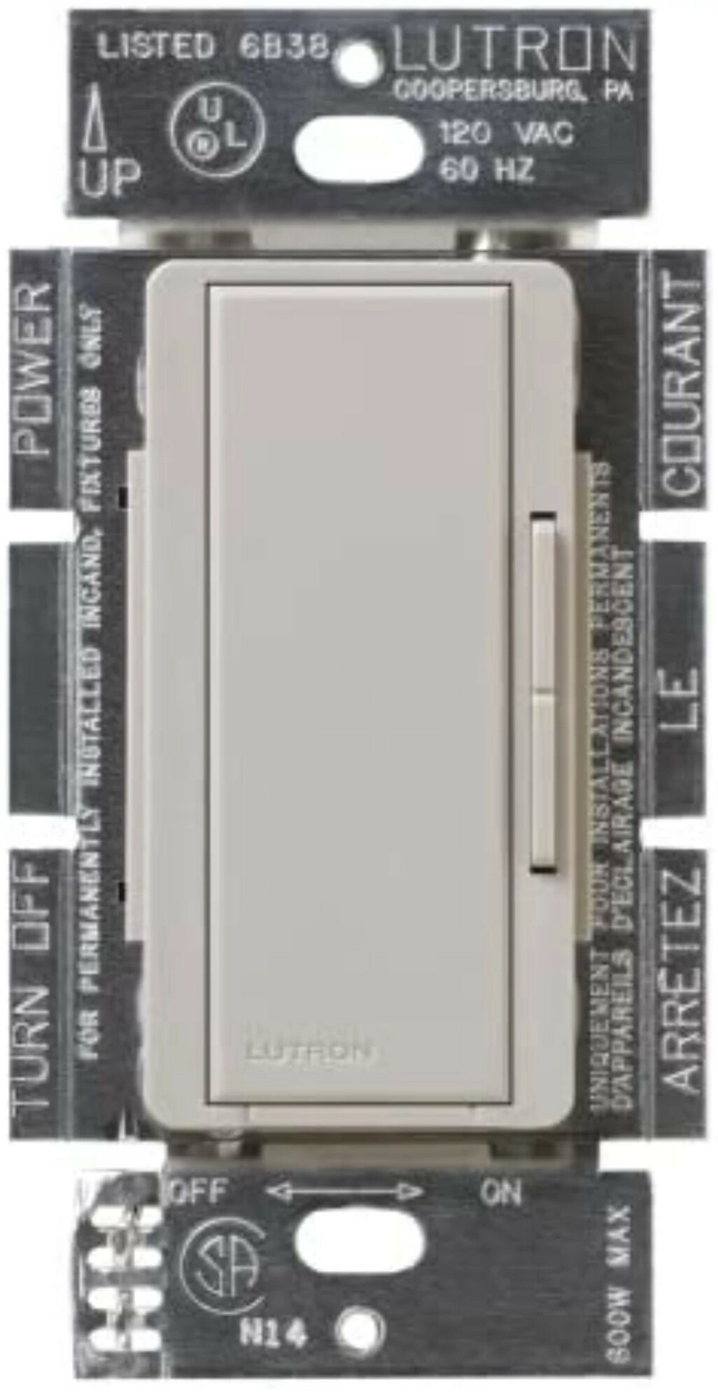 Maestro Companion dimmer for multi-location use, 120V, Satin finish in taupe