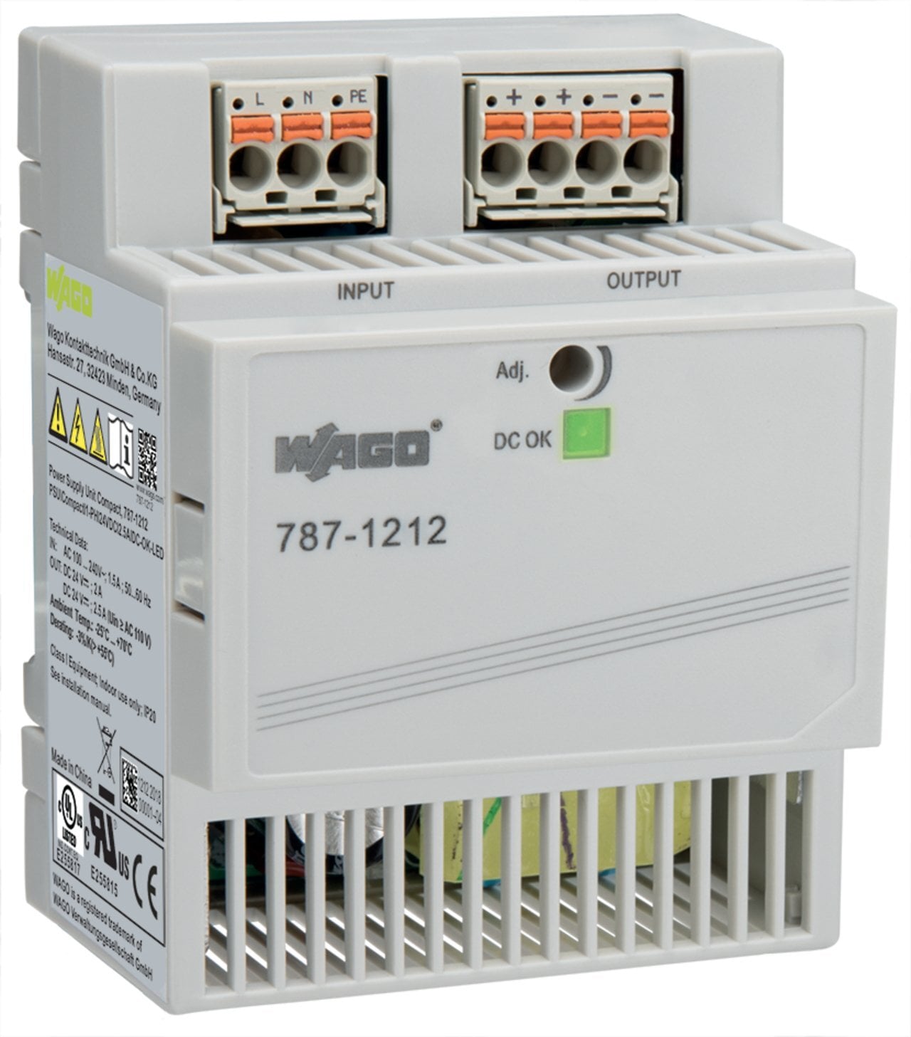 Switched-mode power supply; Compact; 1-phase; 24 VDC output voltage; 2.5 A output current; DC-OK LED