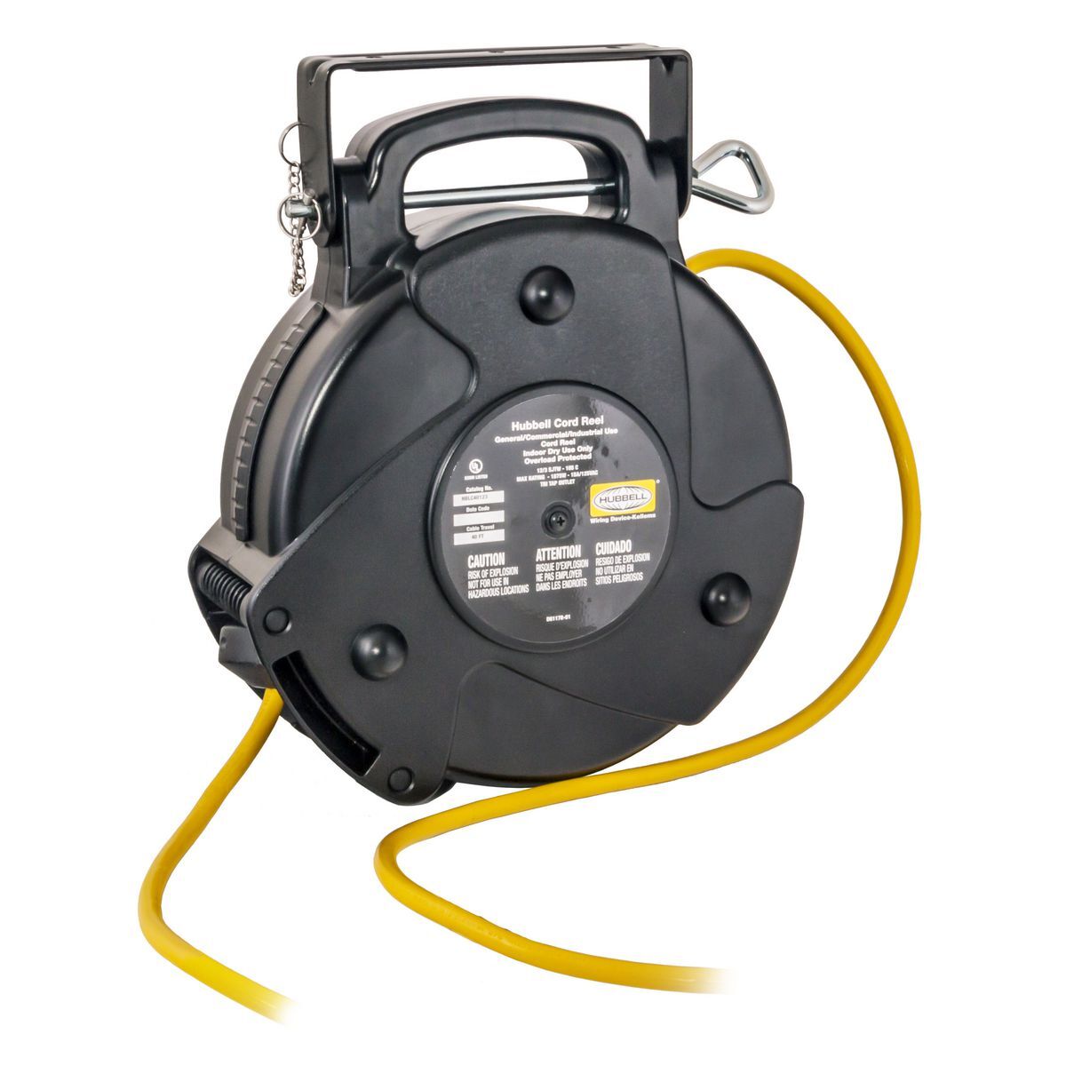 Cord and Cable Reels, Commercial Cord Reel, 40', 15A 125V with Tap, Yellow