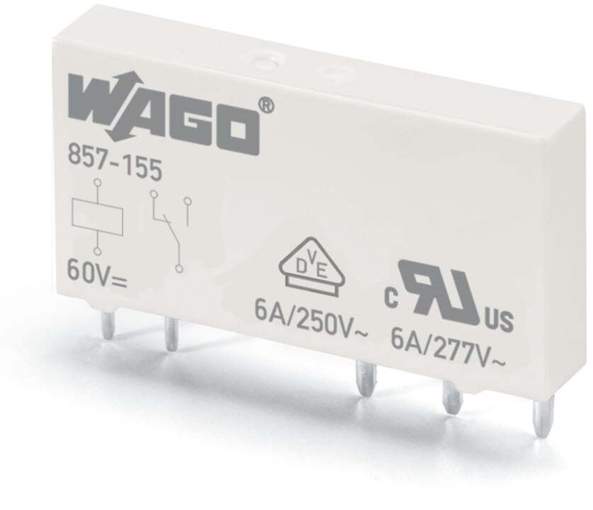 Basic relay; Nominal input voltage: 60 VDC; 1 changeover contact; Limiting continuous current: 6 A; Module width: 5 mm; Module height: 15 mm