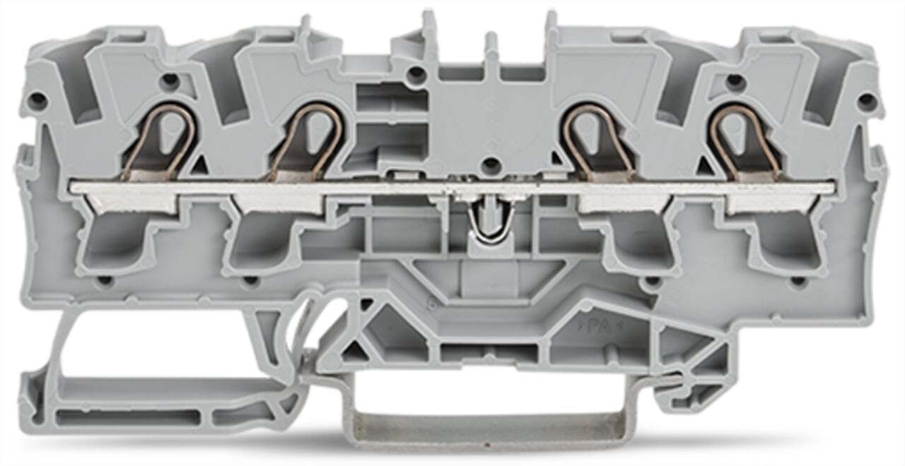 4-conductor through terminal block; 4 mm; suitable for Ex e II applications; side and center marking; for DIN-rail 35 x 15 and 35 x 7.5; Push-in CAGE CLAMP; 4,00 mm; gray
