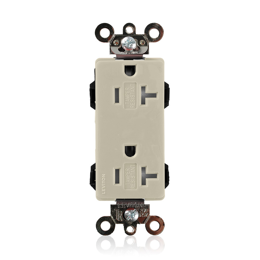 20 Amp, 125 Volt, Modular Receptacle, Decora Plus, Tamper Resistant, Nylon, Commercial Grade, Ivory