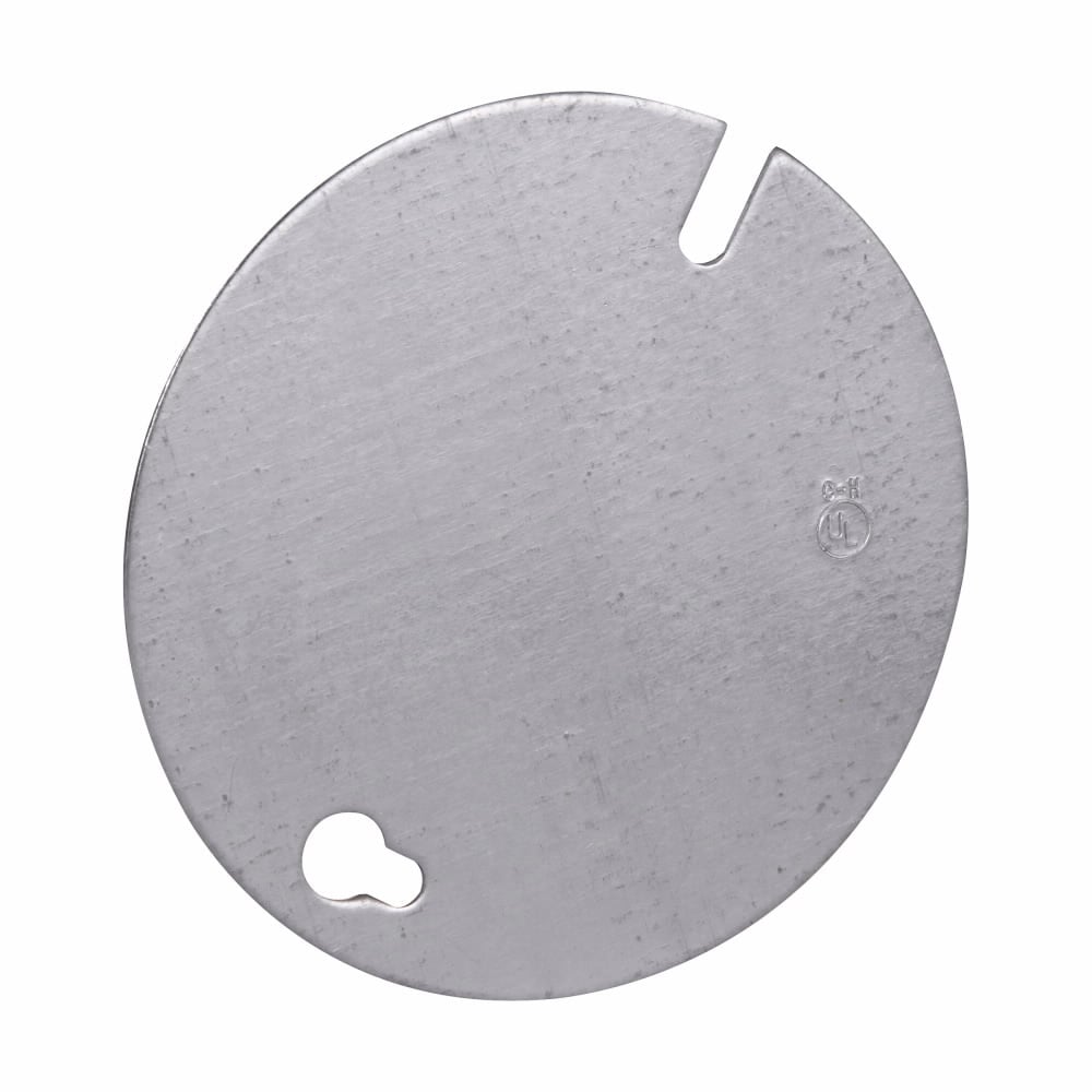 Eaton Crouse-Hinds series Round Ceiling Cover, 3-1/4", Blank, Steel, 3-1/4" diameter, flat