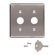2-Gang Key Lock Power Switch Device Switch Wallplate, Standard Size, Device Mount, For Use With Corbin Key Lock Switch, Spanner Screws and Tool, Stainless Steel