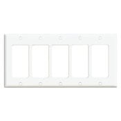 5-Gang Decora/GFCI Device Decora Wallplate, Standard Size, Thermoset, Device Mount, Light Almond