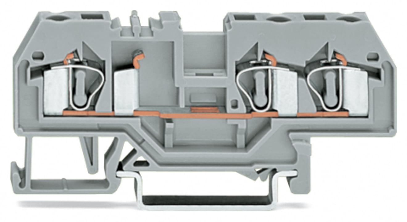 3-conductor through terminal block; 4 mm; center marking; for DIN-rail 35 x 15 and 35 x 7.5; CAGE CLAMP; 4,00 mm; gray