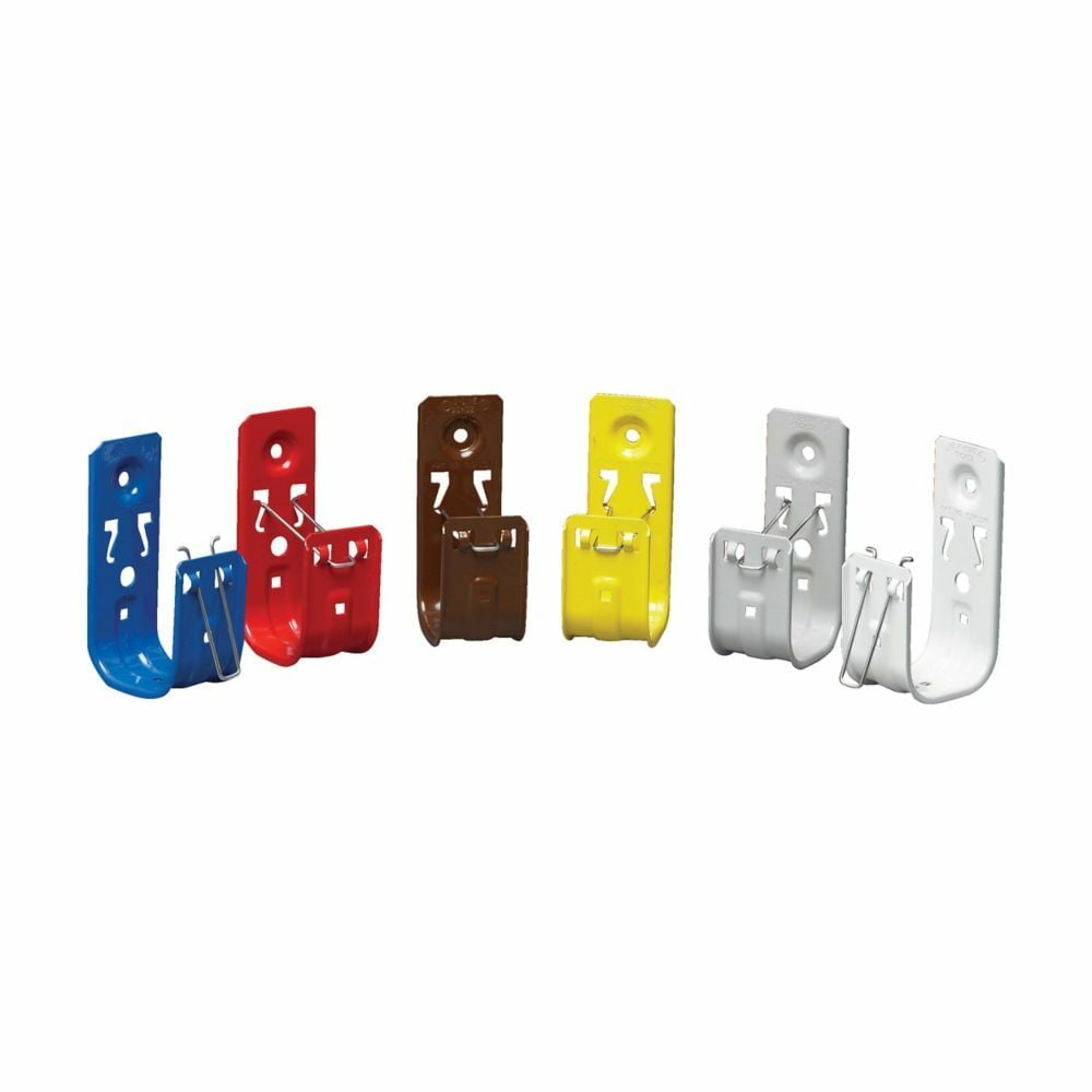 Eaton B-Line series datacomm and low voltage support fasteners, Capacity up to 80 4-pair UTP cat 5e or 2-strand Fiber Optic Cable or 50 CAT6 or 25 CAT6A, Cable hook,Wall mount, 2" Hook, 1 hook,Equipment blue, Load capacity of 30 lbs,Steel