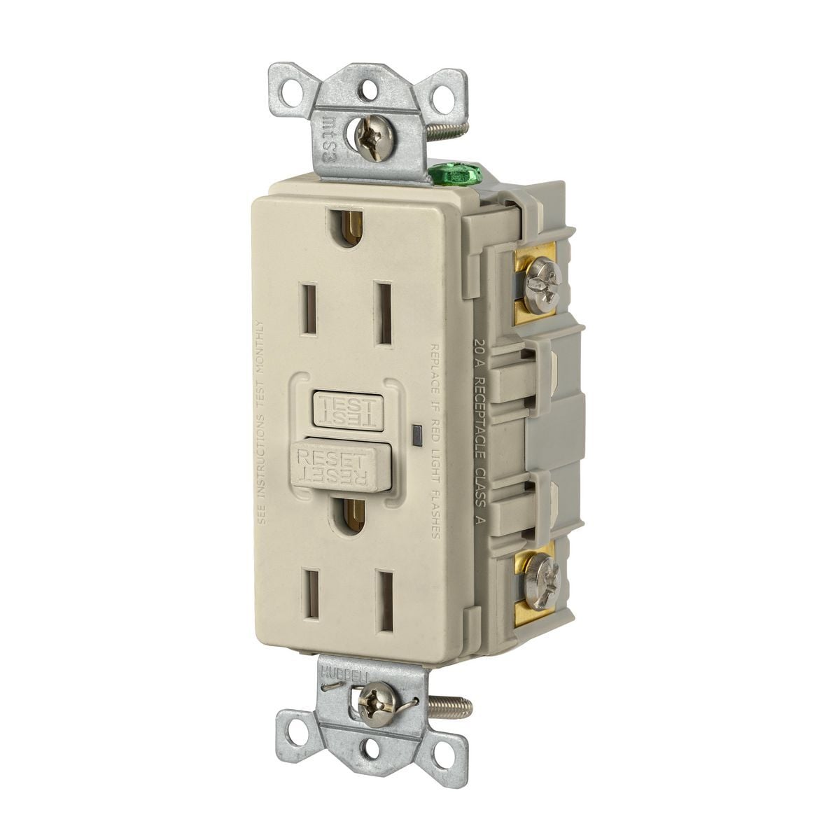 Power Protection Devices, Receptacle, Self Test, GFCI, 15A 125V, 2-Pole 3-Wire Grounding, 5-15R, Ivory