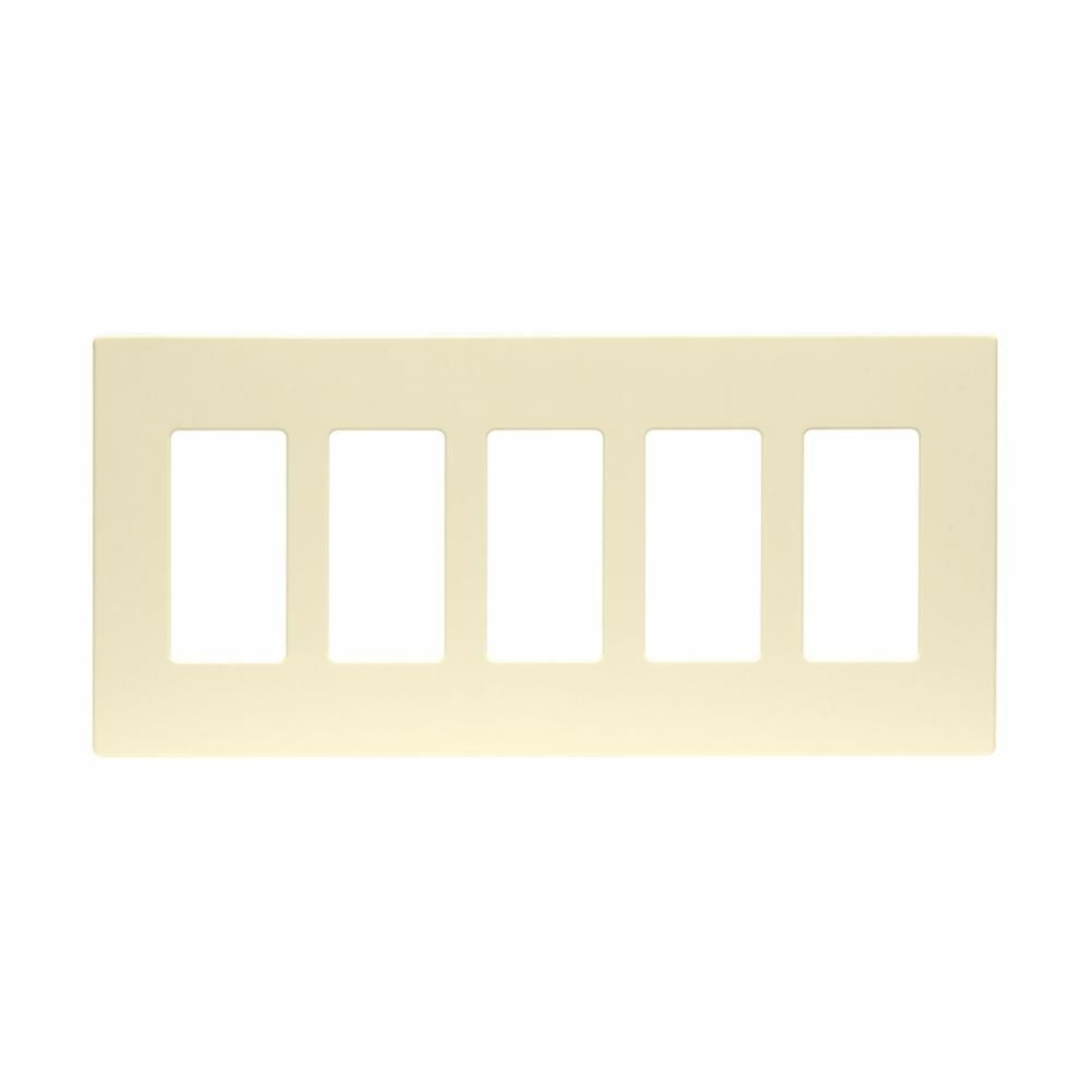 Eaton Screwless wallplate, Screwless, Almond, Decorator Cutout, Polycarbonate, Five- gang, Mid-size