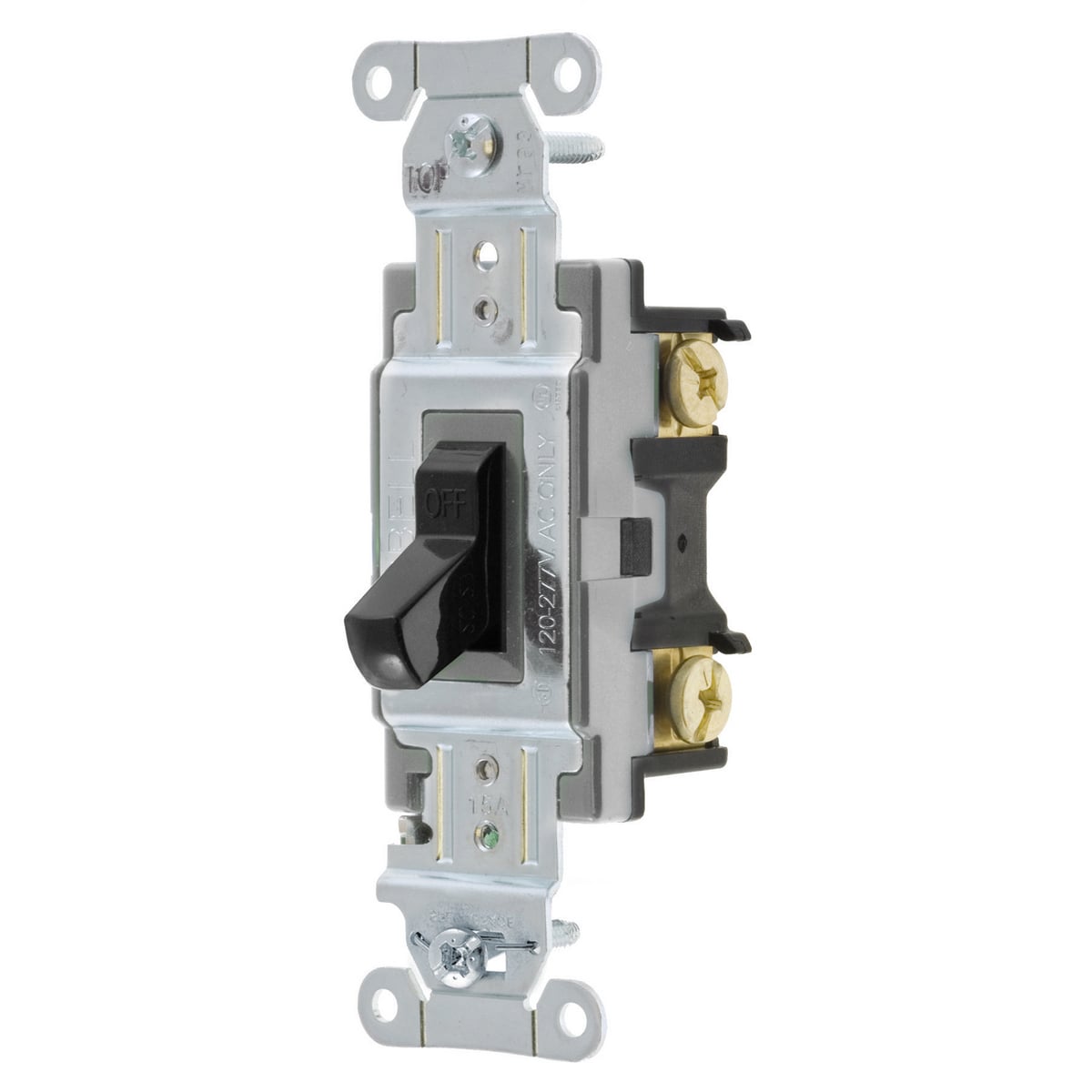 CSB215BK 2-Position Standard Toggle Switch, 120 to 277 V AC, 15 A, 4155 W Power Rating, 2-Position Contact