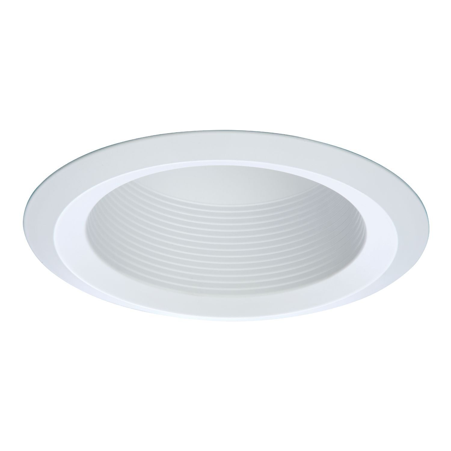 6" Full Cone White Baffle, White Self-Flange Ring
