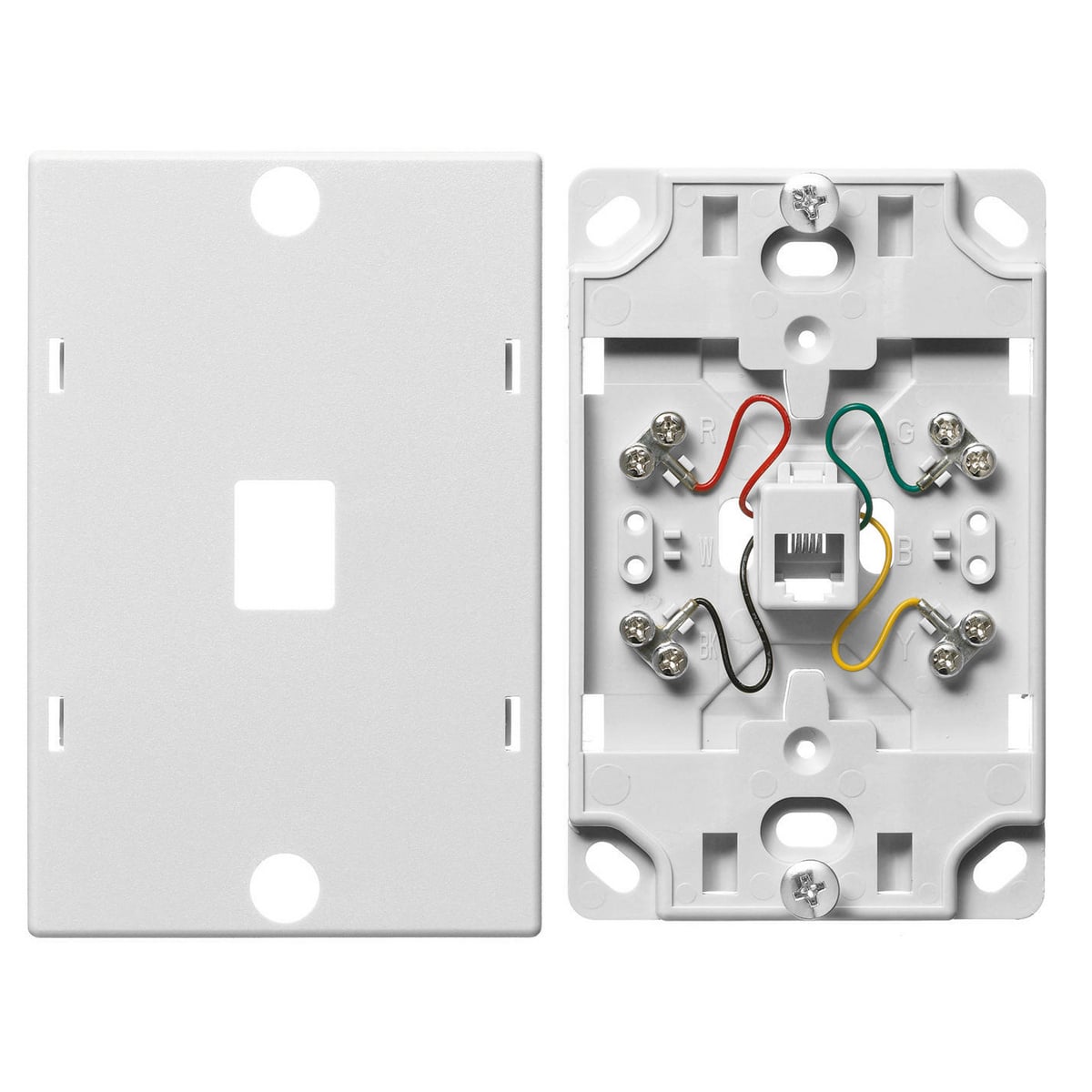Plates, Wall Phone, 6-Position 4- Conductor, Screw Terminal, White