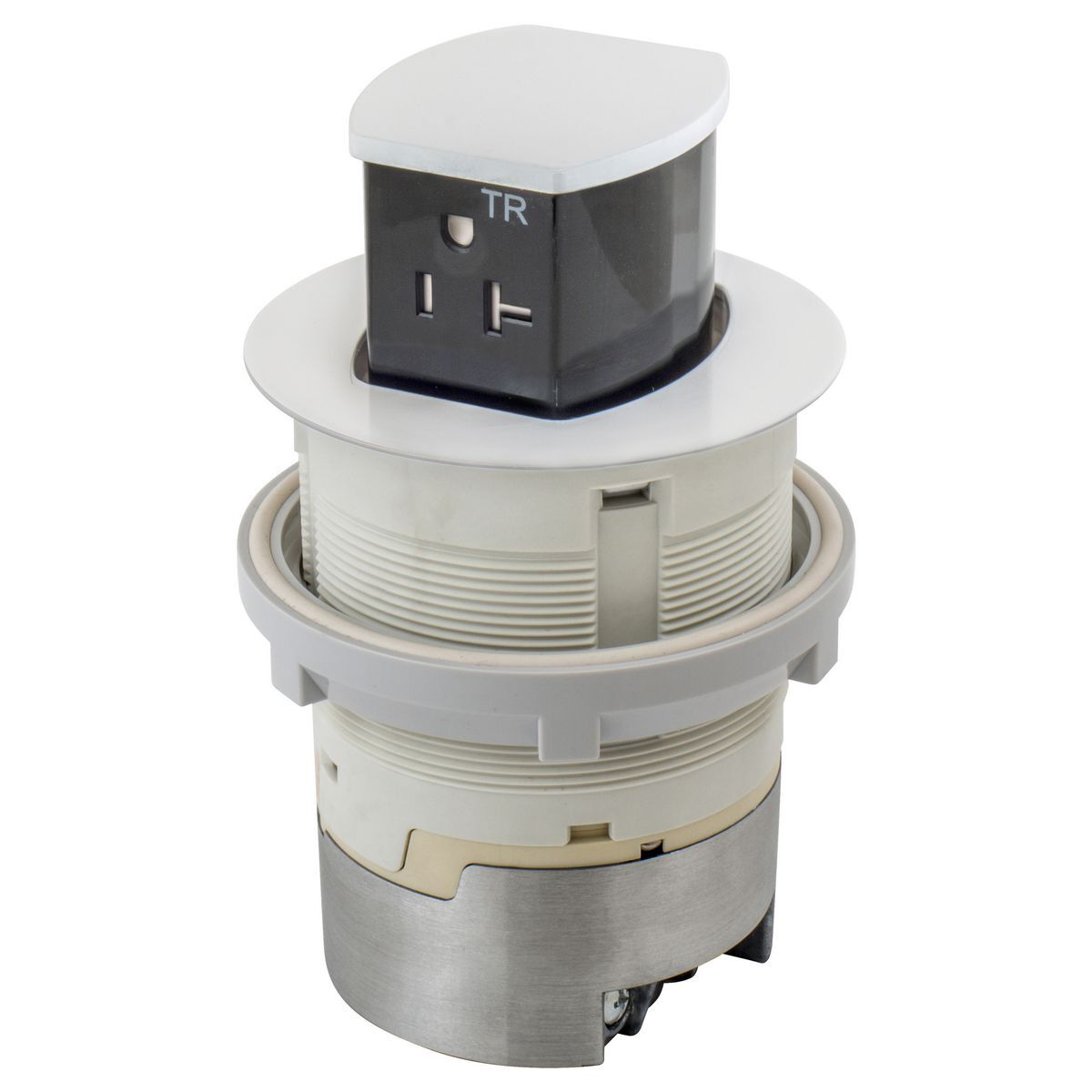 20A Kitchen Counter Receptacle, Flush Mount, White