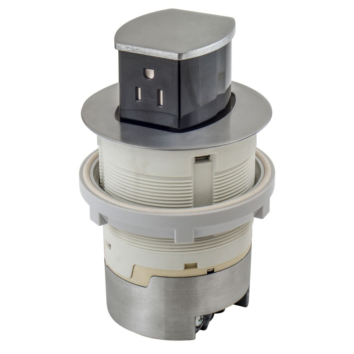 15A Kitchen Counter Receptacle, Flush Mount, Aluminum