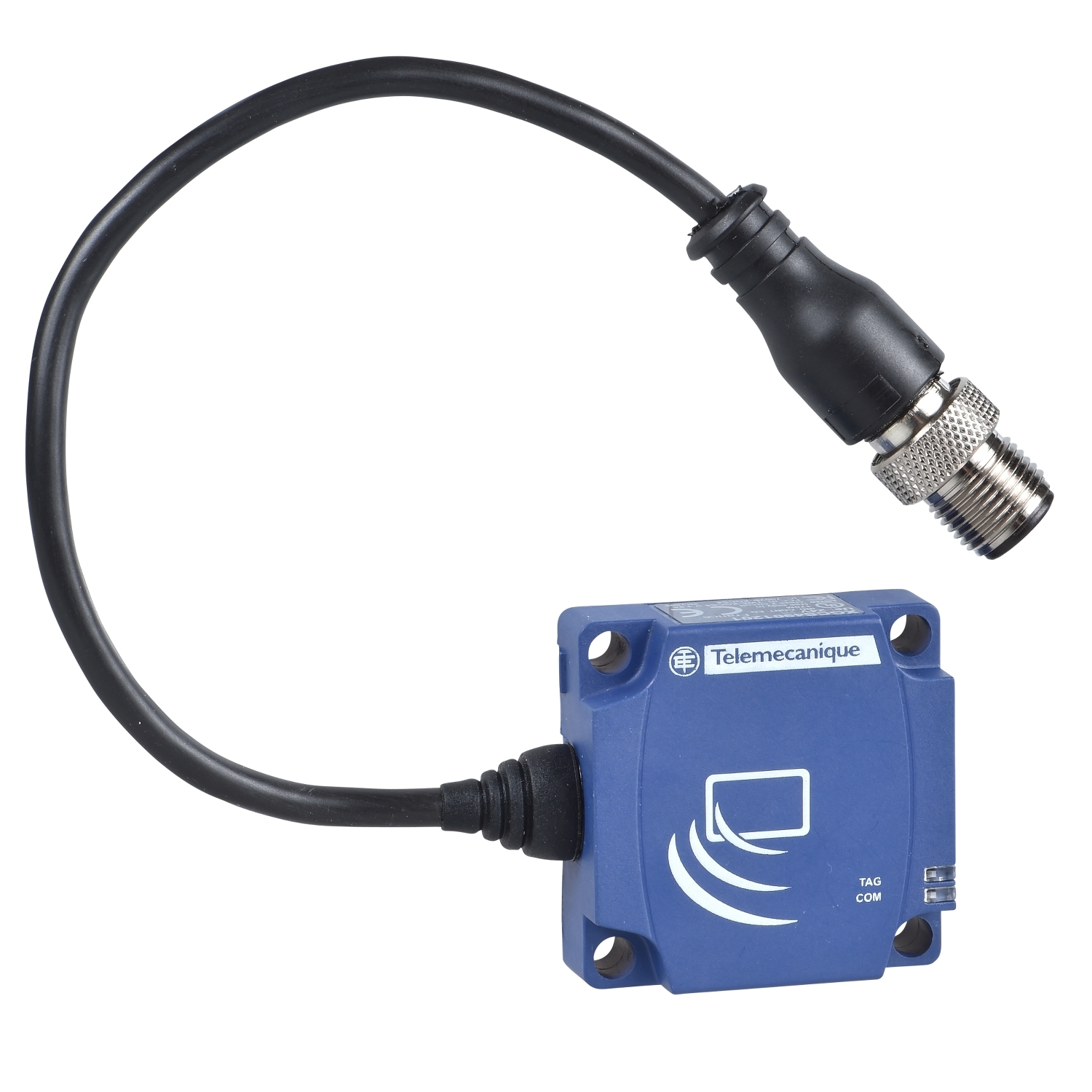 Compact smart antenna, Radio frequency identification XG, RFID 13.56 MHz, flat form 40x40x15, M12, cable 0.2 m