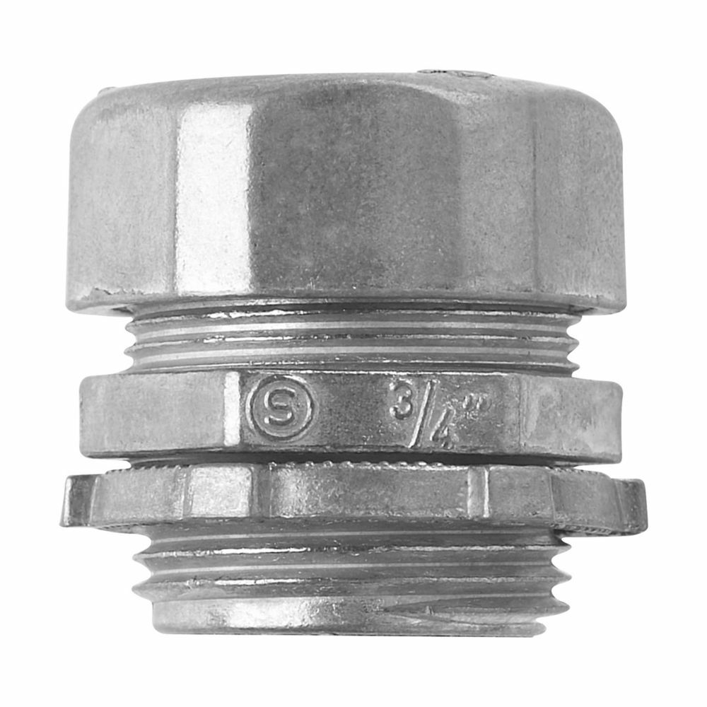 Eaton Crouse-Hinds series EMT compression connector, EMT, Straight, Non-insulated, Zinc die cast, Threadless, 1"