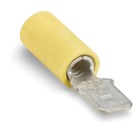 Vinyl Insulated Male Tab, Length 1.08 Inches, Maximum Insulated .250, Tab Size .250x.032, Wire Range #12-#10 AWG, Color Yellow, Copper, Tin Plated, 500 Pack