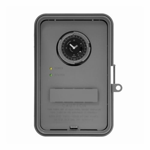 The 24HR MECH TMR 40A 120-277V Auto-Voltage Series 40 Amp Electronic Time Switch is a universal electronic control, which automatically detects the input voltage without the use of a DIP switch or selector pins. The time switch automatically selects any voltage between 120 VAC and 277 VAC. This time switch controls high amperage loads for lighting, HVACR, pumps, motors, fan controls, access controls, agricultural facilities, and general purpose electrical circuits. The mechanism is mounted in a compact Type 3R outdoor enclosure and features a DPDT Switching Configuration standard.