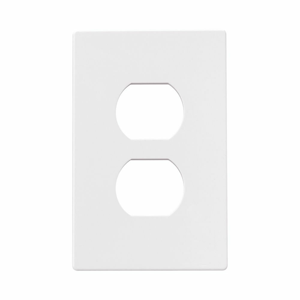 Mid-size Screwless Wallplate, White, Standard receptacle, Polycarbonate, 1, Mid-size