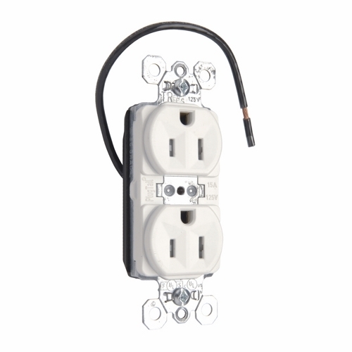 PlugTail Tamper-Resistant Split Circuit Spec Grade Duplex Receptacle, 15amp 125volt, White
