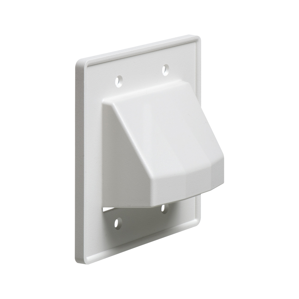 Reversible non metallic cable entrance plate for existing cables. Two gang. Includes screws that match plate color. Color White.