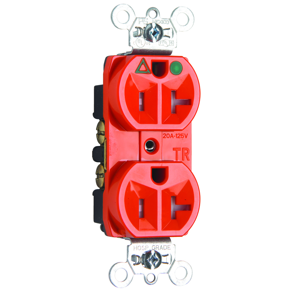 20A 125V, Tamper-Resistant Isolated Ground Hospital Grade Receptacles, Orange