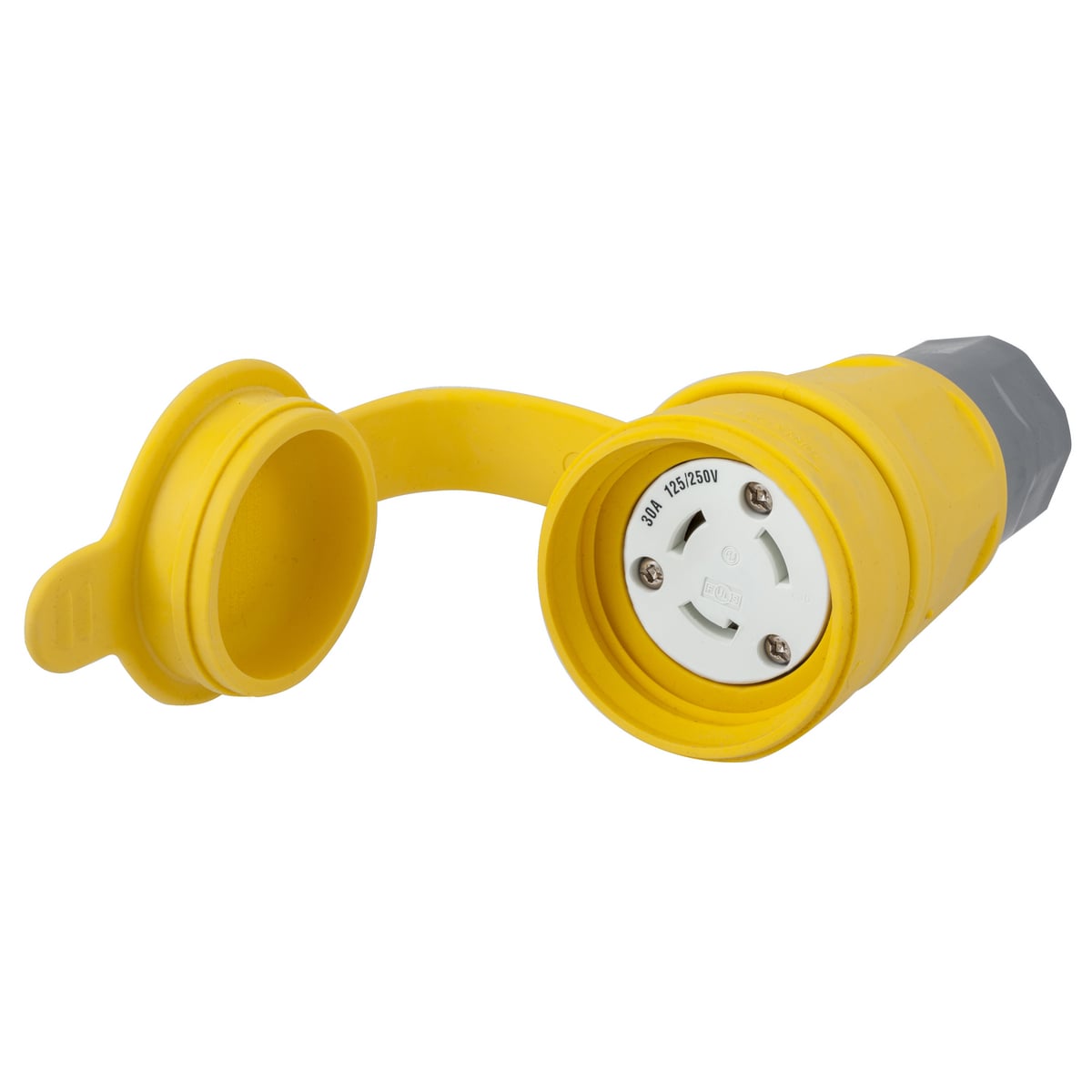 Watertight Devices, Twist-Lock Connector, 30A, 125/250V AC, 3 Pole, 3 Wire, Thermoplastic elastomer, NON-NEMA, Yellow.
