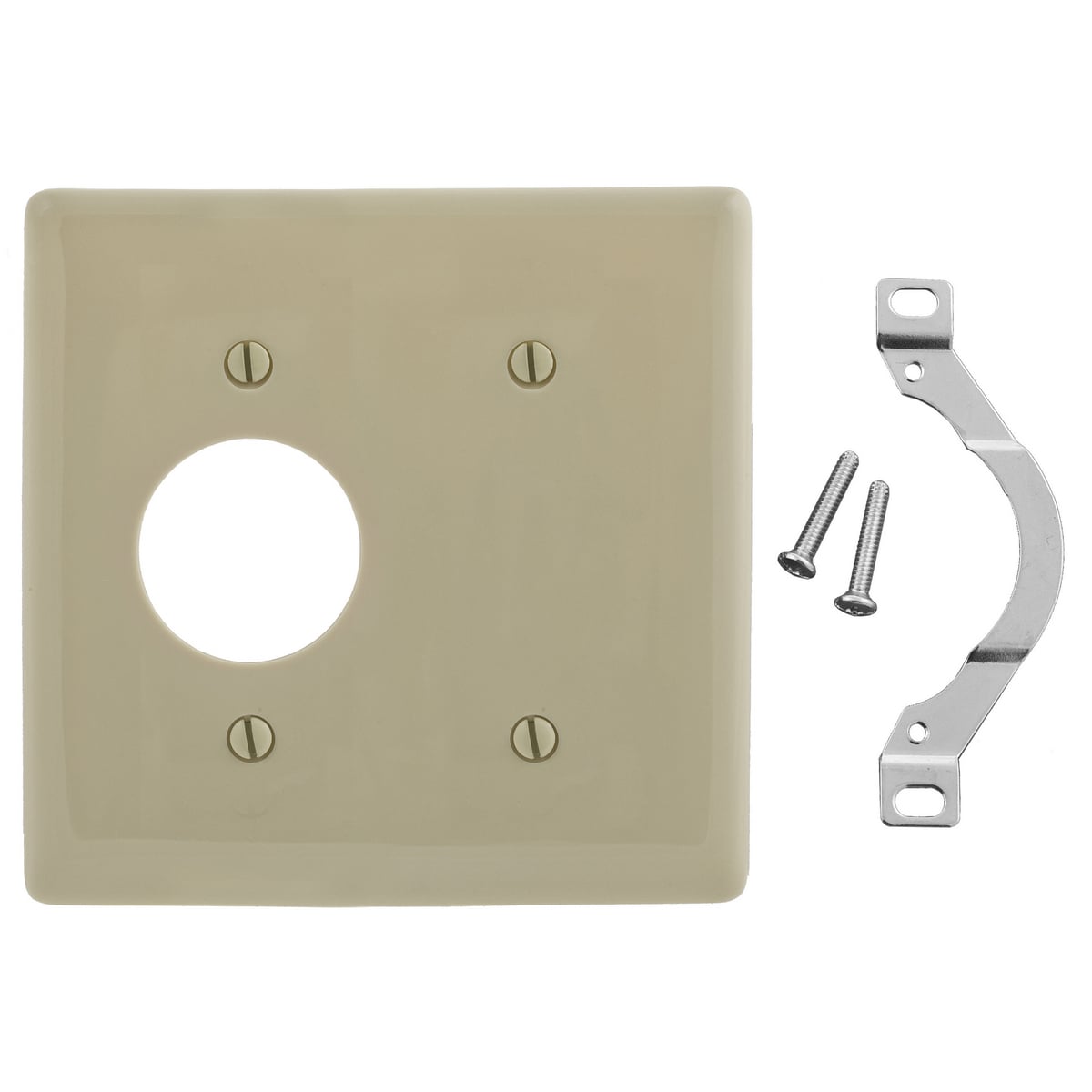 Wallplates and Box Covers, Wallplate, Nylon, 2-Gang, 1) 1.40" Opening 1) Blank, Ivory