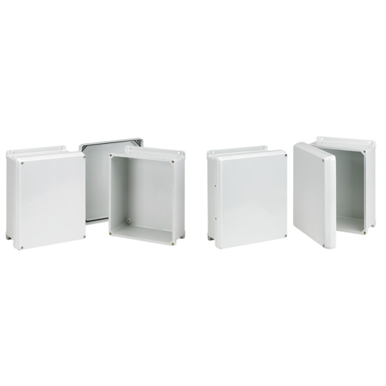 Flat Cover with Screws Type 4X, 15.81x13.81x5.99, Light Gray, Fiberglass