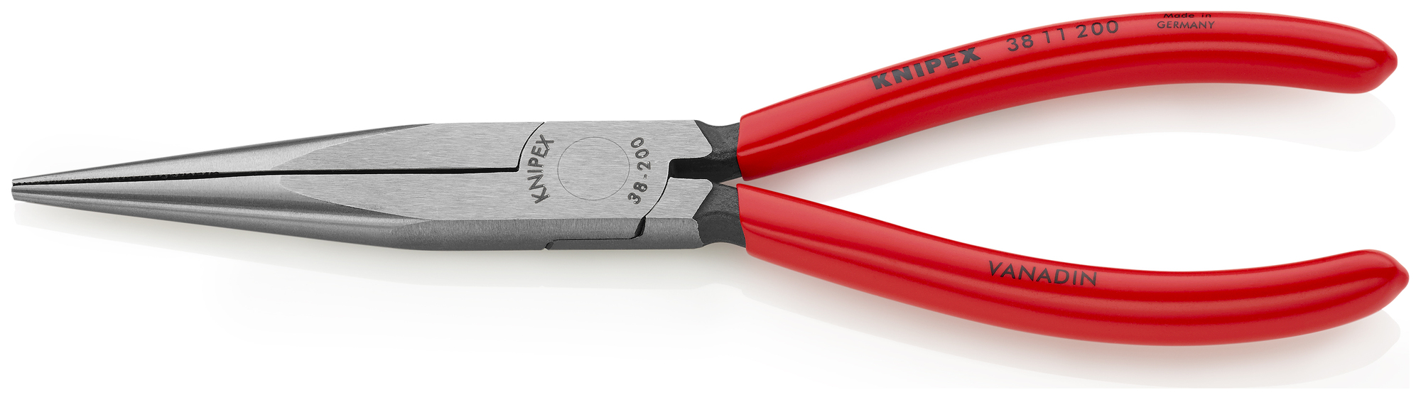 Long Nose Pliers without Cutter, 8 in., Plastic Coating