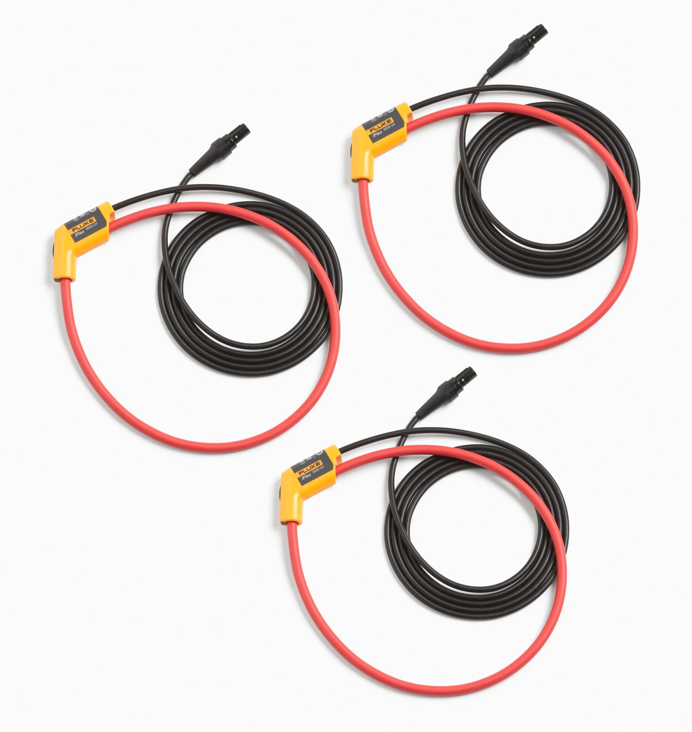 Fluke 24 inch iFlex flexible current probes 3-pack expand the measurement range to 3000A AC while providing the ultimate measurement flexibility. The iFlex probes connect directly to the energy logger, displaying current measurements without error prone scaling factors. The 1.8 m (6 ft) cord allows separation between the measurement location and the energy logger making it easier to view the display.