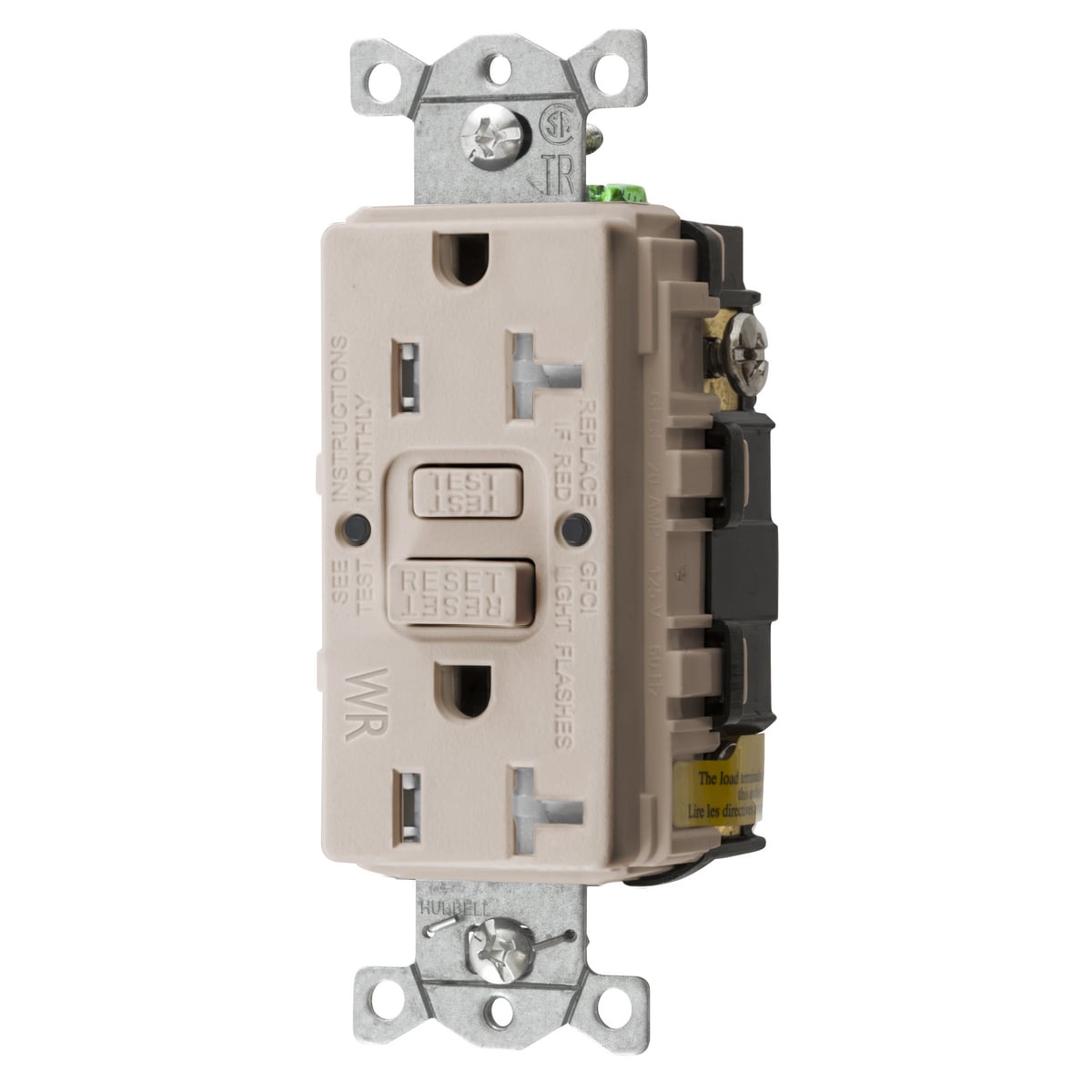 Power Protection Devices, Receptacle, Self Test, GFCI, TRWR, Commercial Grade, 20A 125V, 2-Pole 3-Wire Grounding, 5-20R, Light Almond