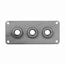 Eaton Crouse-Hinds series RS/RSM conduit hub plate, 8-1/2" x 4", Feraloy iron alloy, 3 hubs, 1" trade size