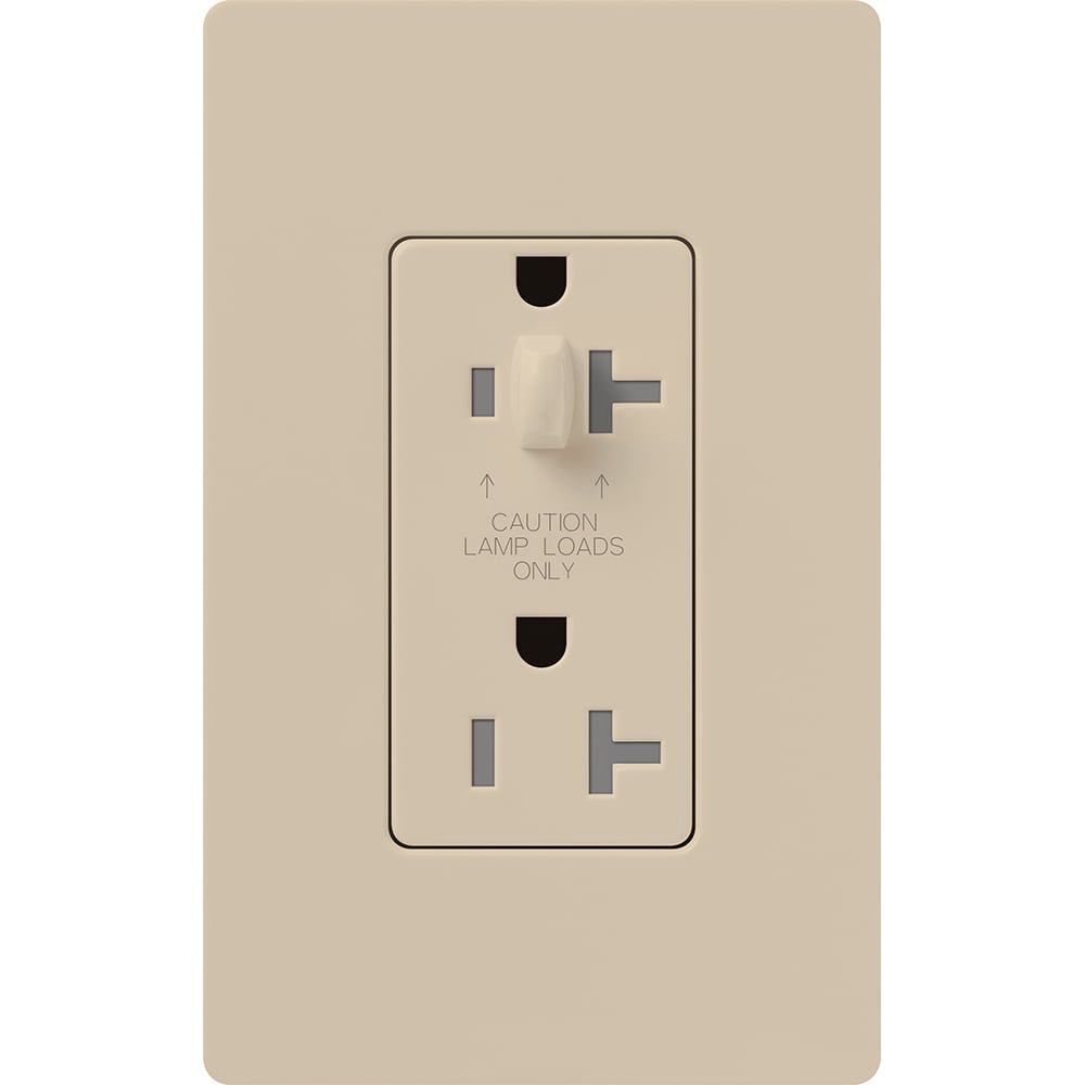 Claro, Satin, half dimming, tamper resistant receptacle, 15A/125V in taupe