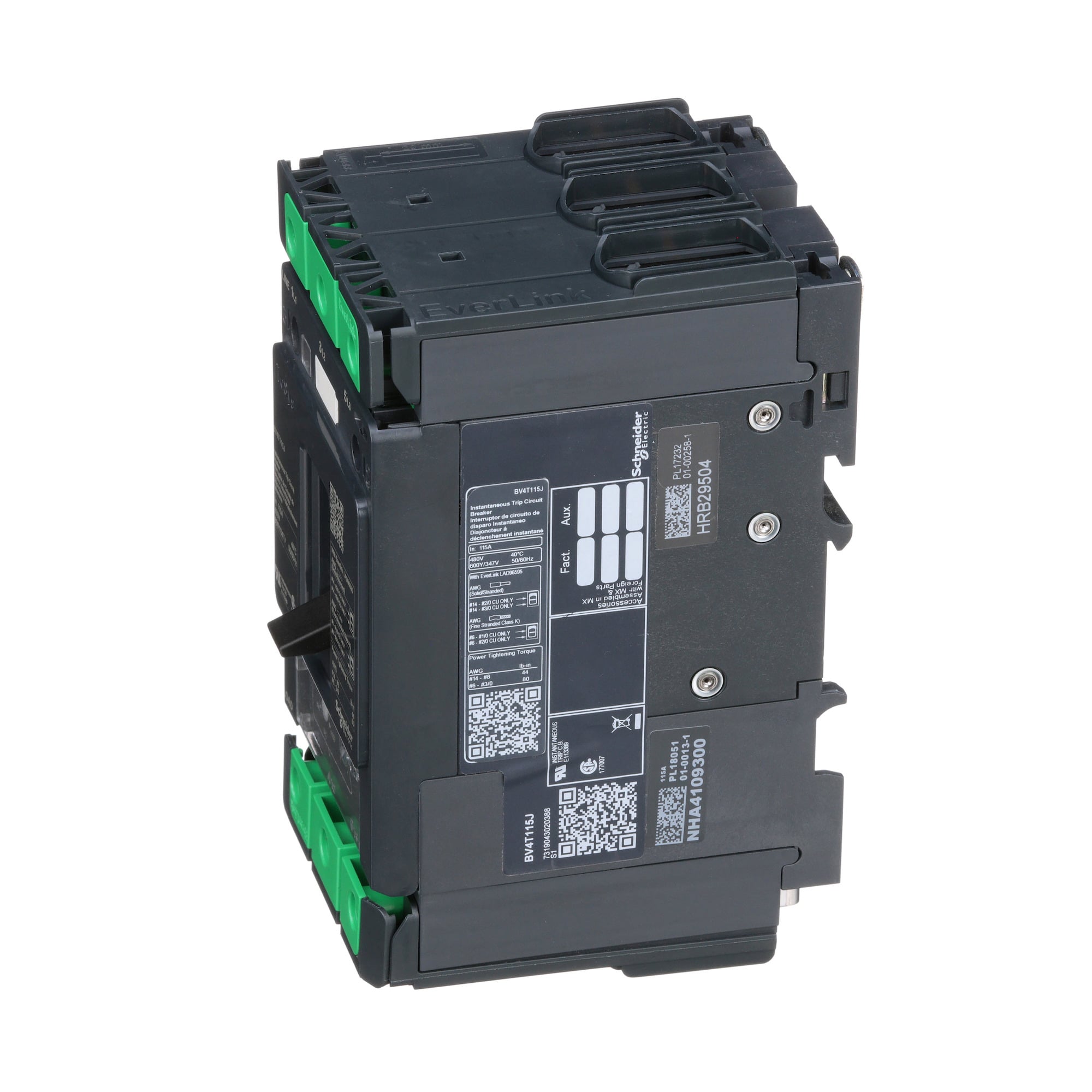 Motor Circuit Protector, TeSys BV4, high fault, 115A, 600Y/347 VAC, 600 to 1150 instantaneous trip, up to 100kA SCCR