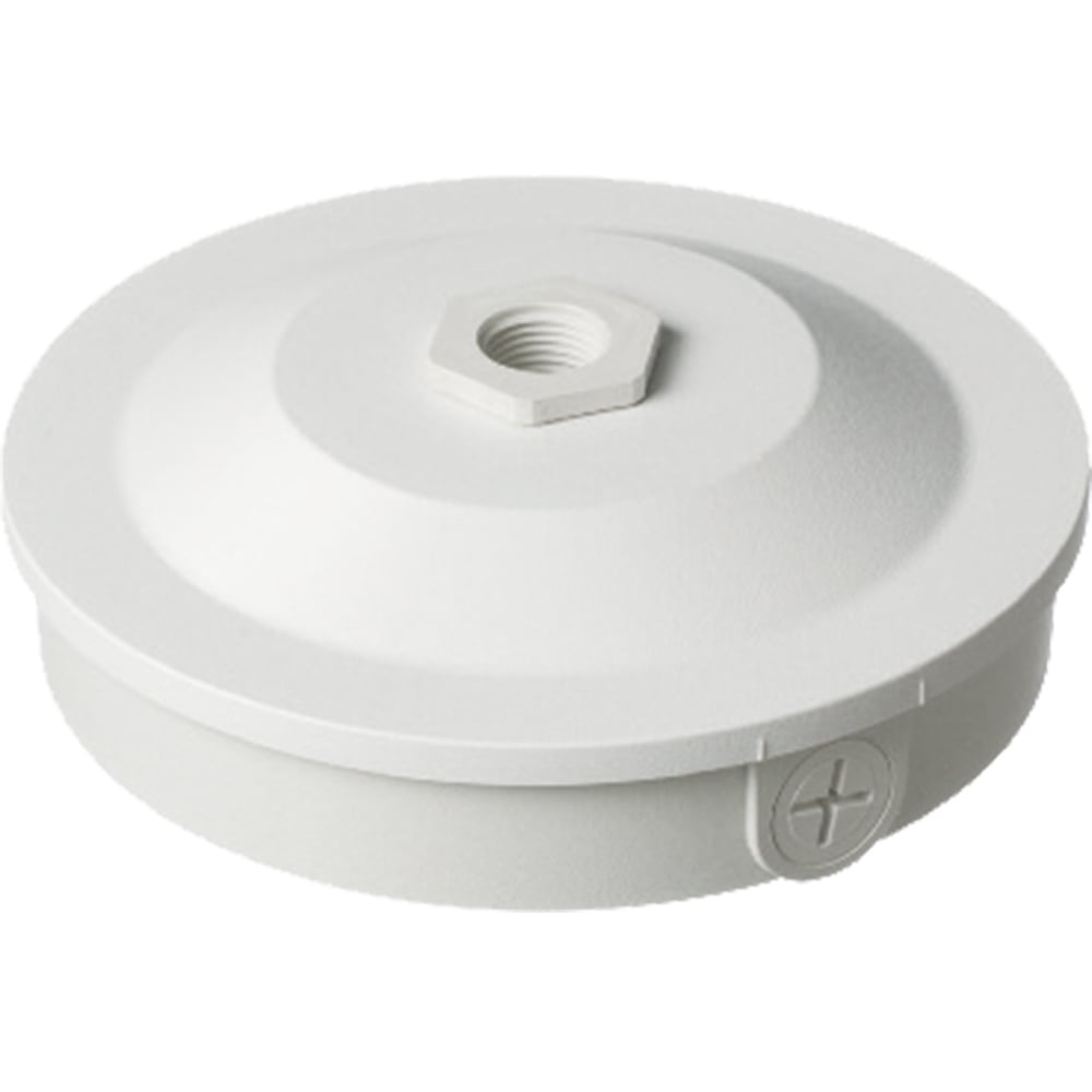 Versatile box for power or low voltage. Mounts security cameras, fixtures, detectors and more inside or out. Box includes 3/4" to 1/2" reducing bushing. Mounts to conduit with threaded opening on back of box.