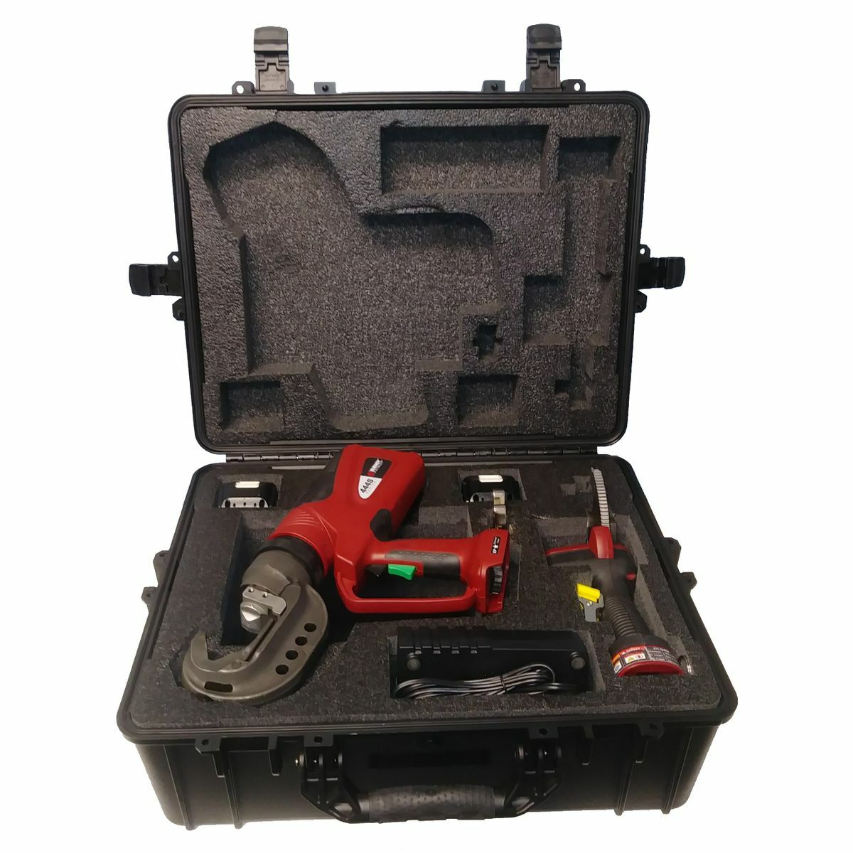 PATRIOT? Combo Kit: PAT444S 11-Ton Dieless C-Head Crimper, PATCUT1500 CU/AL Cutter, 3Ah Li-ion, AC, Lanyards, HD Hard Case