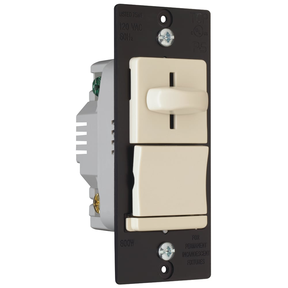 Incandescent Slide Dimmer, Preset 3way 600W, Light Almond