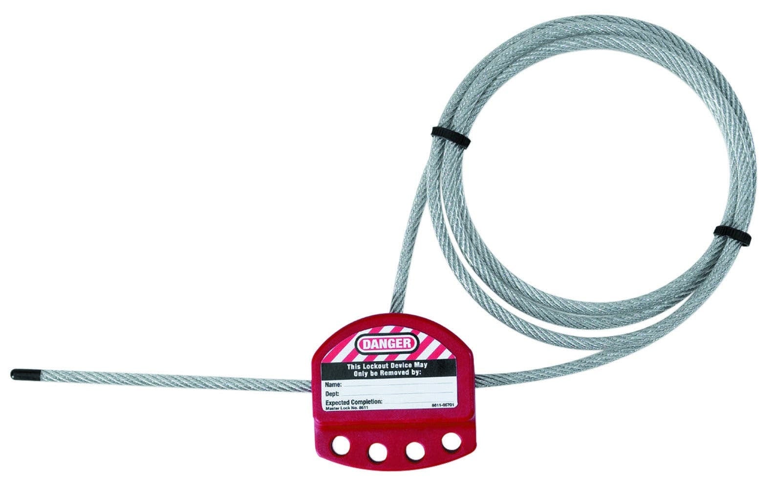 IDEAL, Cable Lockout, Adjustable, Material: Steel Cable, Thermoplastic Body, Insulation: insulated, Size: 1/4 IN, Length: 6 FT, Finish: Clear Vinyl Coating, Cable Type: Flexible Multi-Stranded