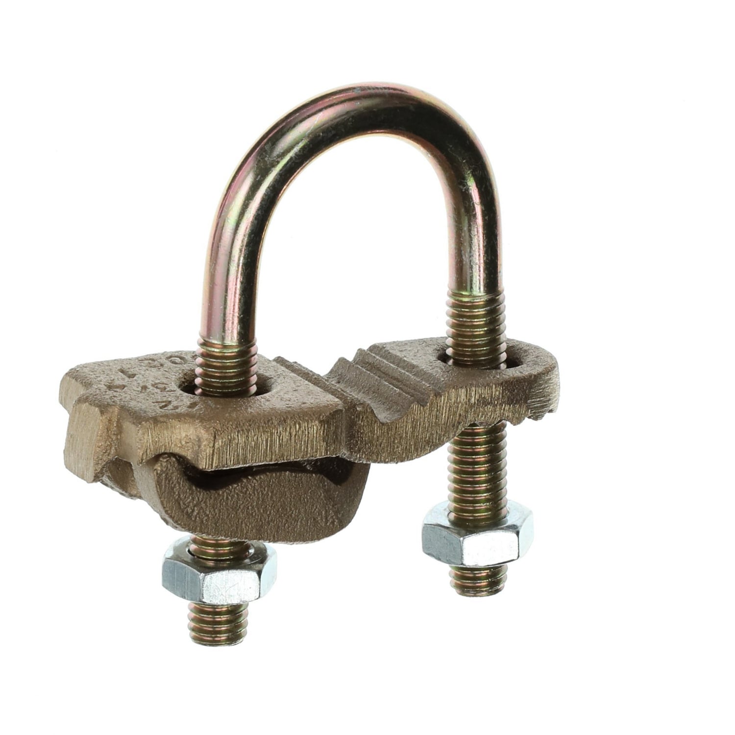 Waterpipe Ground Clamp for Wire Range 4 - 4/0, Water Pipe Size 1/2 - 1 , Bronze Saddle with Steel U-Bolt