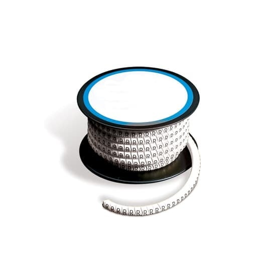 SMR Series Vinyl Sleeve Marker  - Closed Spring-Action, Recommended Wire Diameter .051 - .118 inches, Wire Range 22-16AWG, Color Yellow, Legend 1, Packaging Reel