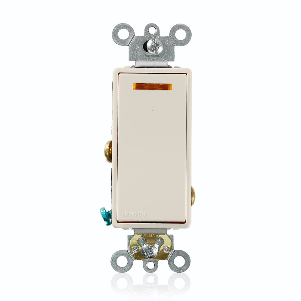 20-Amp 120-Volt Decora Plus Rocker Lighted Handle, Illuminated OFF Single-Pole AC Quiet Switch, Light Almond