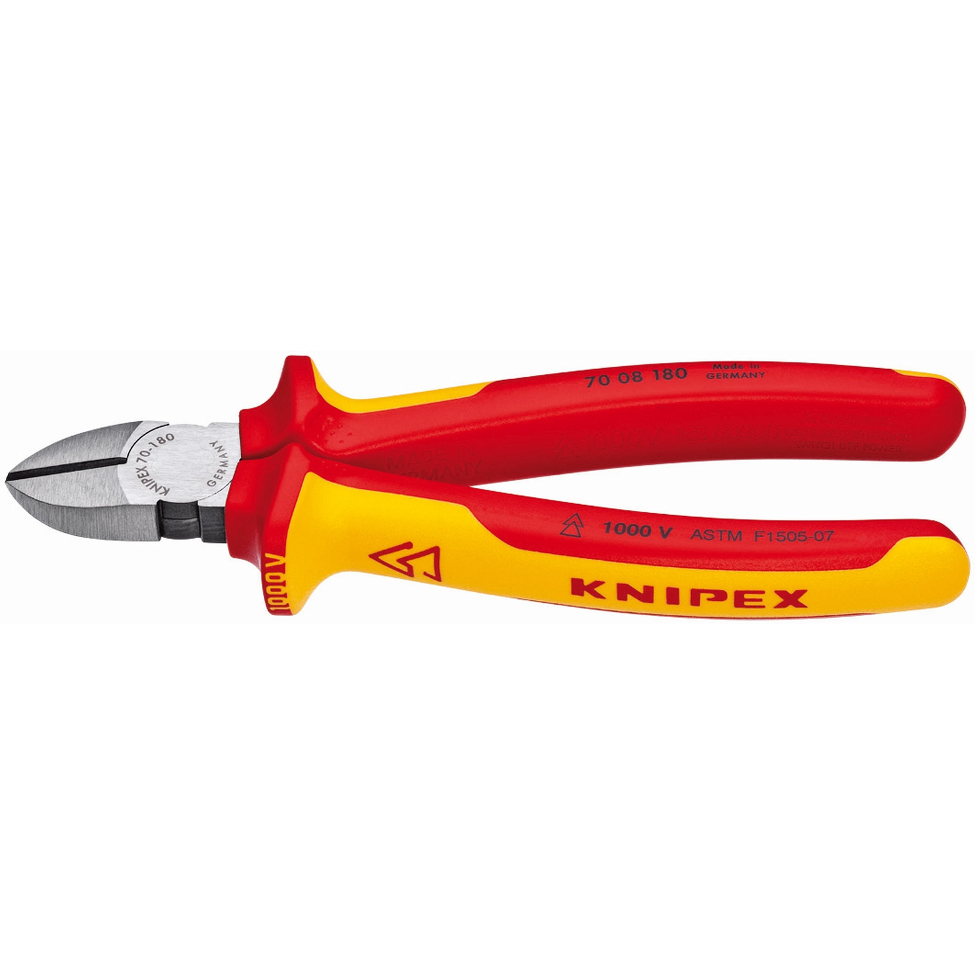 Diagonal Cutters-1000V Insulated, 7 1/4 in., Multi-Component, ASTM
