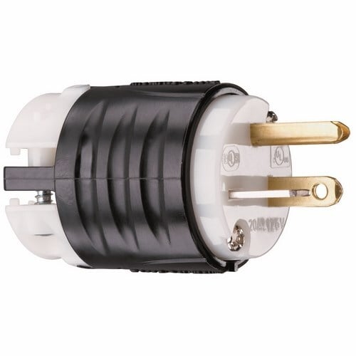 20amp 125v, Straight Blade Plug, 2pole 3wire, Black & White