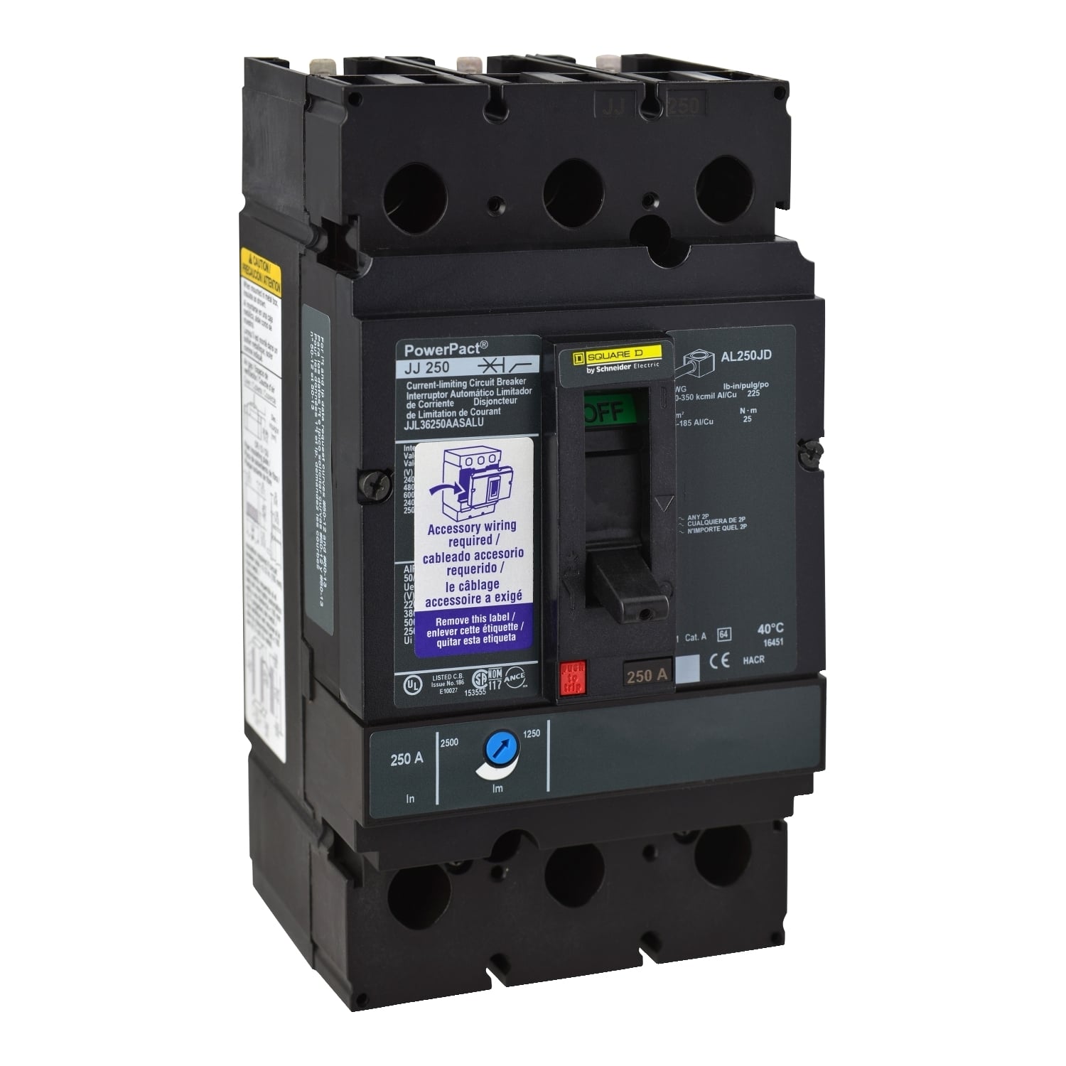JGL36250U33X Molded Case Circuit Breaker, 250 Amp, 3 Pole, 600V