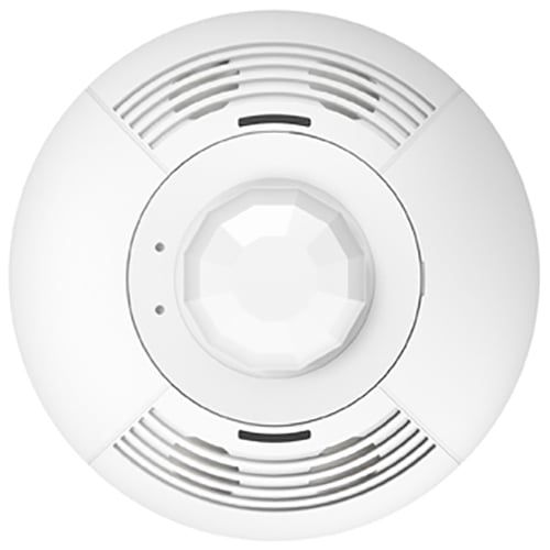 Lutron LOS Series CLNG-mount Occupancy Sensor, Dual Technology self-adaptive with additional contact closure output, relay module option, 20-24VDC, 2000 FT coverage, 360 degree field of view in white