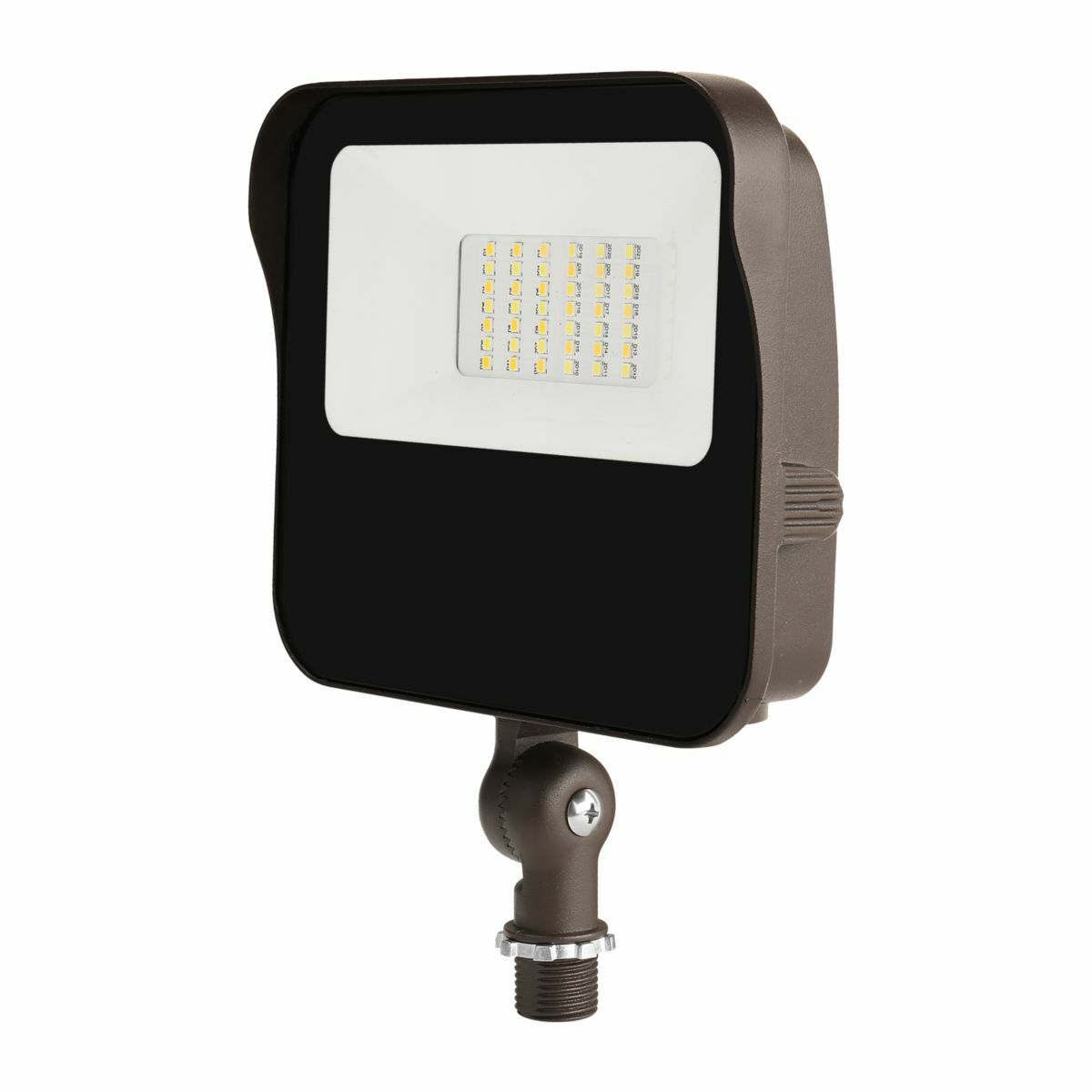 LSF Floodlight, CCT Selectable 3000K-4000K-5000K, 70 CRI, 120-347V, 50-60 Hz, Selectable Lumens 5000-6500-8000-10,000 / 25-35-45-65W, Selectable Dusk-to-Dawn Button-type photocontrol, Knuckle