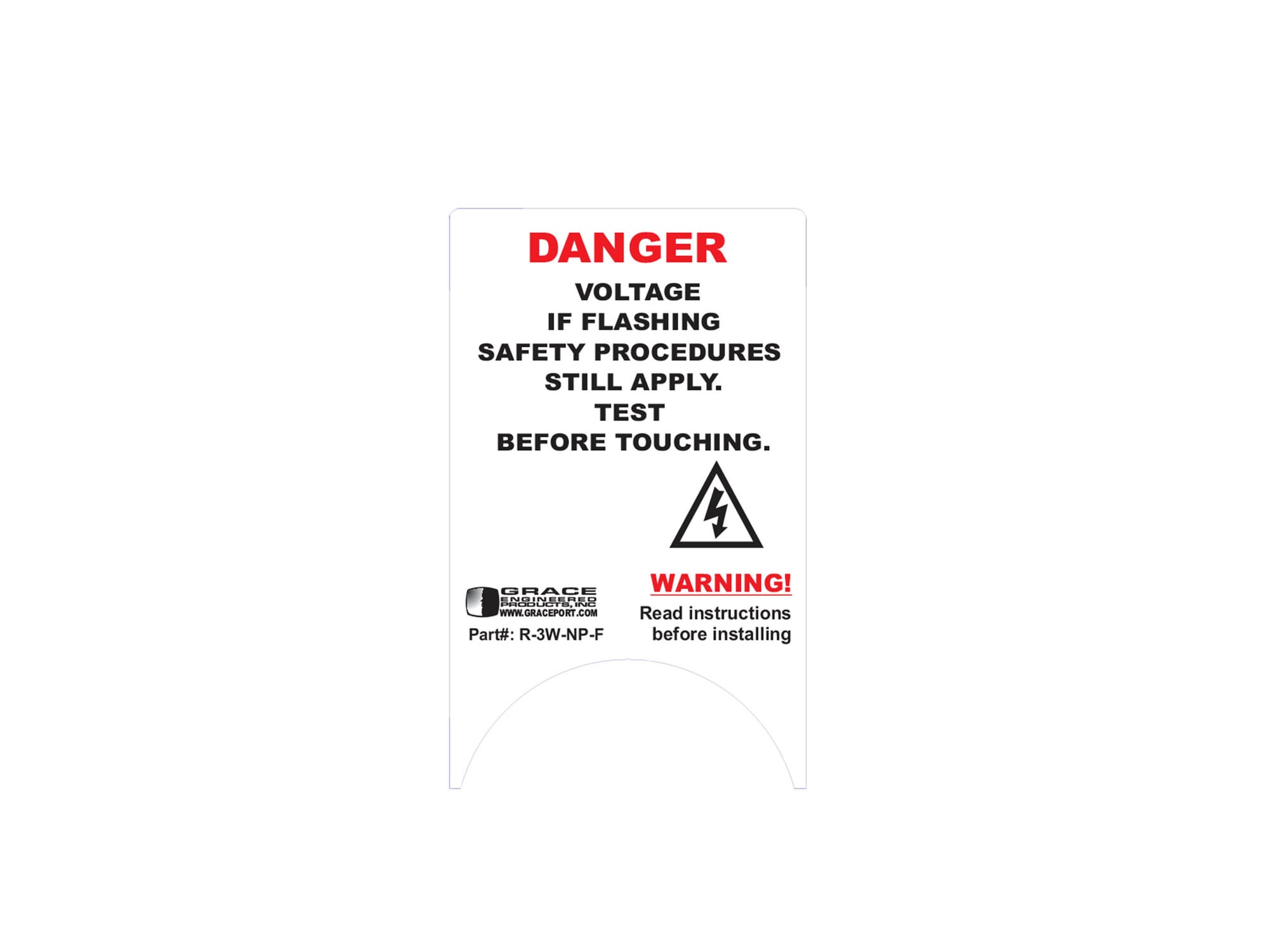 VERTICAL/FLANGE WARNING LABEL FOR THE VOLTAGE INDICATOR SERIES